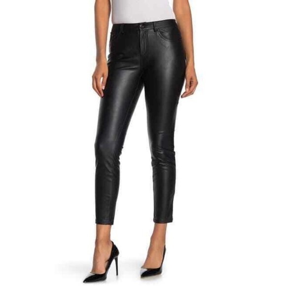 LAUNDRY BY SHELLI SEGAL BLACK FAUX LEATHER PANTS SIZE 4 - Picture 1 of 8